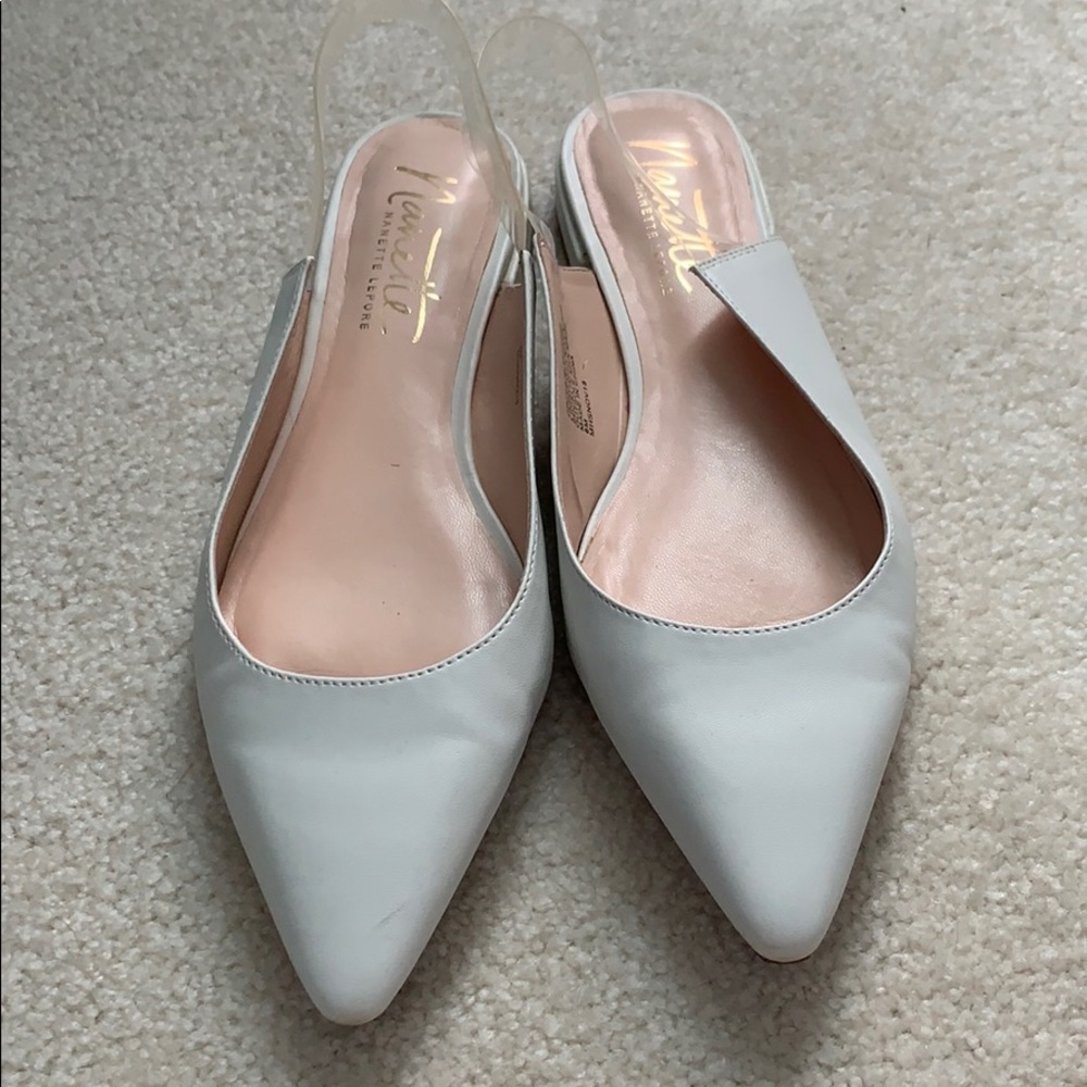 White sling back flats